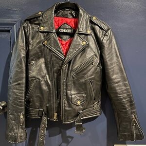 Straight To Hell black/brass Lady’s Commando 100% leather jacket - M